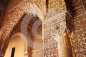 Patio de los Leones, Alhambra palace in Granada, Spain