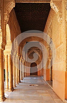 Patio de los Leones, Alhambra palace in Granada, Spain photo