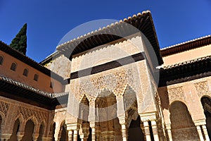Patio de los Leones, Alhambra palace in Granada, Spain photo