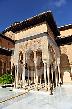 Patio de los Leones, Alhambra palace in Granada, Spain photo