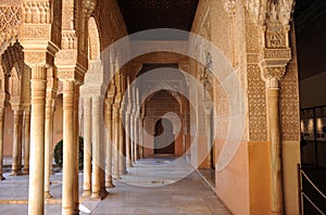 Patio de los Leones, Alhambra palace in Granada, Spain photo