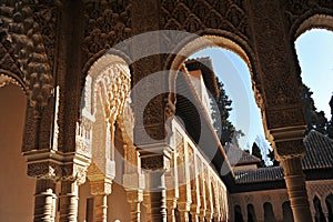 Patio de los Leones, Alhambra palace in Granada, Spain photo