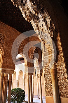 Patio de los Leones, Alhambra palace in Granada, Spain photo