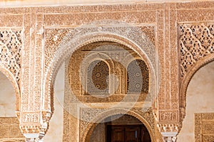 Patio del cuarto dorado inside of Alhambra palace in Granada, Spain