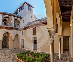 Patio del cuarto dorado inside of Alhambra palace in Granada, Spain photo