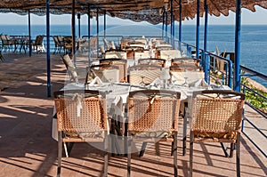 Patio Dining at a Luxury Restaurant Overlooking the Ocean
