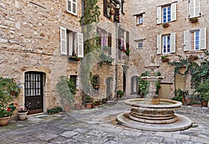 Patio with fountain in the old village Tourrettes-sur-Loup photo