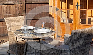 Patio Furniture set for outdoor dining in sunshine