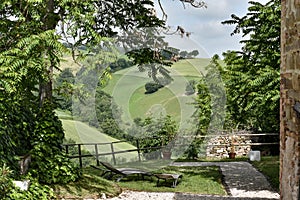 Patio garden furniture in Sassoferrato, Marche Region, Italy