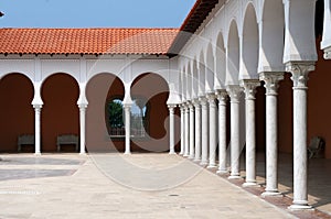 Patio of the modern building in Spanish style.