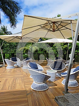 Patio with parasols