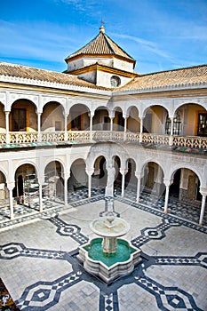 Patio Principal of La Casa De Pilatos, Seville In Spain. photo