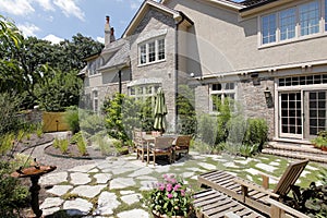 Patio with stone steps