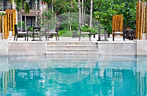 Patio by the swimming poolside