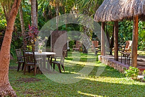 Patio in a tropical garden