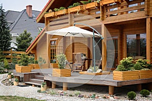 Patio of a Wood House photo