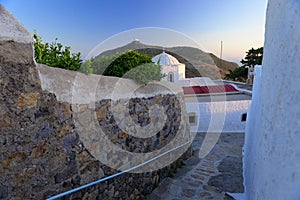 Patmos Island street and church