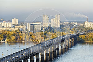 Paton bridge across the Dripro river in Kyiv