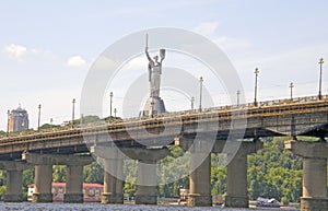 The Paton Bridge and the Dnieper River. Kiev.