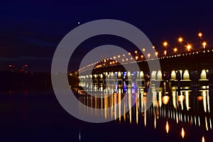 Paton Bridge lights, Kiev, Ukraine