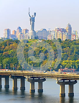 Paton bridge Motherland monument Kiev