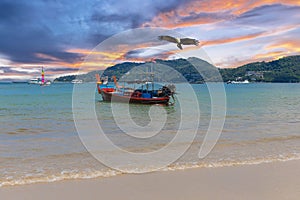 Patong Beach Phuket Thailand nice white sandy beach clear blue and turquoise waters and lovely blue skies