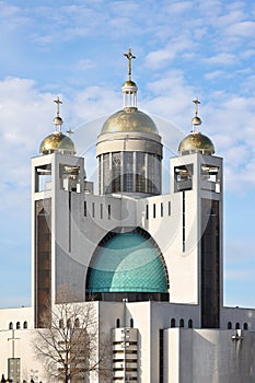 Patriarchal Cathedral of the Resurrection of Christ of the UGCC in Kyiv on a sunny winter day