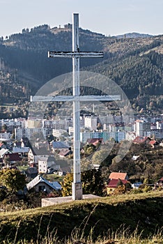 Patriarchal cross above Kysucke Nove Mesto city in Slovakia