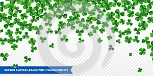 Patrick day background with four-leaf clover pattern background. Lucky fower-leafed green background