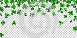 Patrick day background with four-leaf clover pattern background. Lucky fower-leafed green background photo