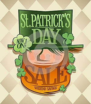 Patrick`s day sale poster concept, vector illustration