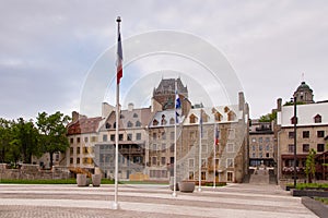 Patrimonial houses on Place de Paris, Dalhousie Street, in the Petit-Champlain lower town area,