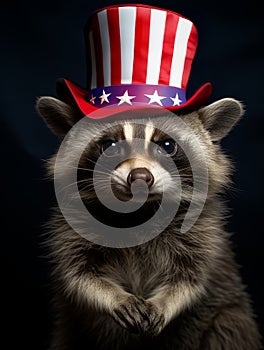 Patriot animal wearing US Uncle Sam hat, USA election, American national holiday