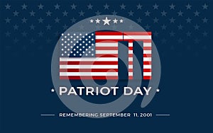 Patriot Day concept illustration with USA flag, September 11, 2001 patriot day
