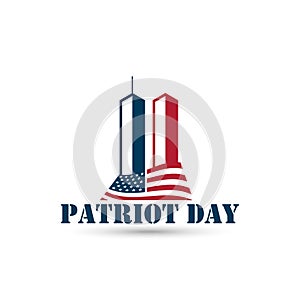 Patriot Day logo with Twin Towers on american flag