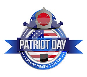 Patriot day seal. fire fighters illustration