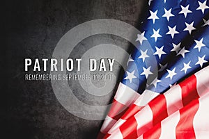 Patriot day of USA, America flag on black background