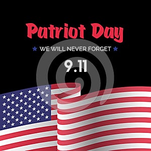 Patriot day vector card wit american flag