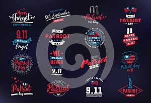 Patriot day vector typographic illustration