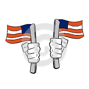 Patriot hands with the american flag. illustration