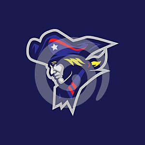 Patriot mascot logo design vector with modern illustration concept style for badge, emblem and t shirt printing. Patriot head