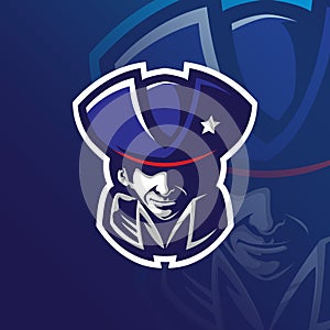 Patriot mascot logo design vector with modern illustration concept style for badge, emblem and tshirt printing. patriot head