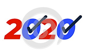 Patriotic 2020 voting poster. Presidential election 2020 in USA. Typographic banner of the United States