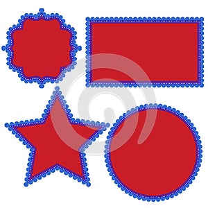 Patriotic 4th of July Fancy Fun Shapes with Scalloped Edges and Dots in Red White and Blue
