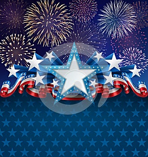 Patriotic American Background with Fireworks