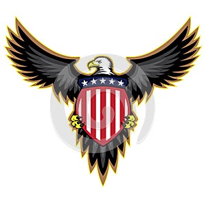 Patriotic American Eagle, Wings Spread, Holding Shield photo