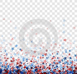 .Patriotic american red and blue stars confetti.