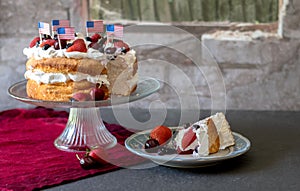 Patriotic angel food cake with berries