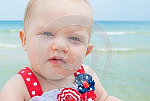 Patriotic Baby Girl at the Beach