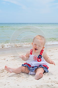 Patriotic Baby Girl at the Beach